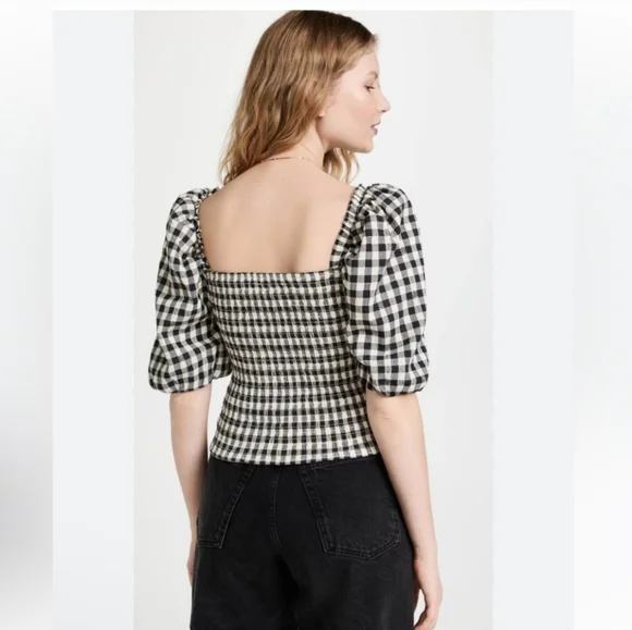 BB DAKOTA Black and White Checkered Women's Top - Picture 2 of 5